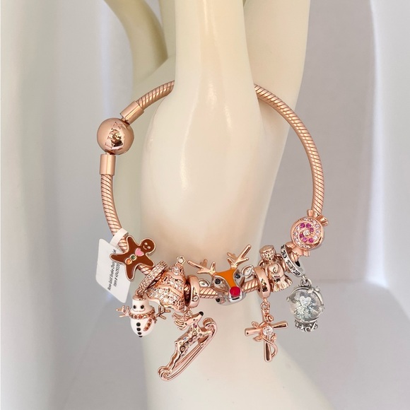 Linx Rose Gold Bracelet with Christmas Themed Charms - Picture 1 of 11